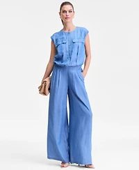 I.n.c. International Concepts Women's Extended-Shoulder Chambray Utility Shirt, Macy's Exclusive