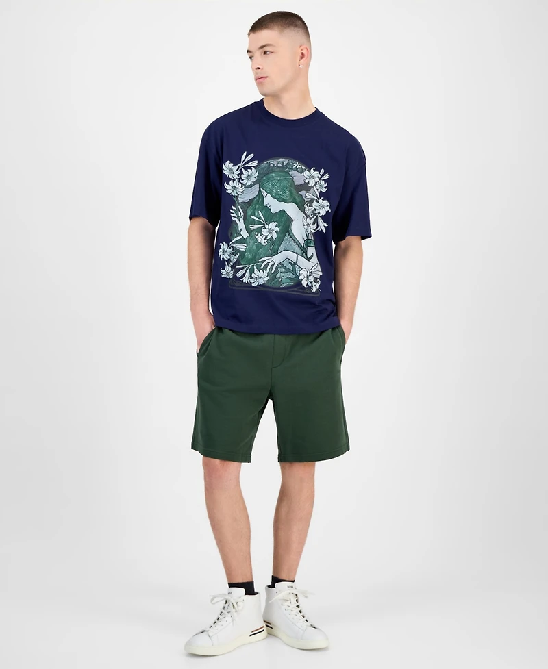Hugo Boss Men's Difluro Oversized Short Sleeve Crewneck Graphic T-Shirt