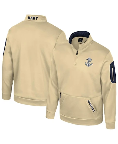 Colosseum Men's Gold Navy Midshipmen Mainframe Quarter-Zip Fleece Jacket