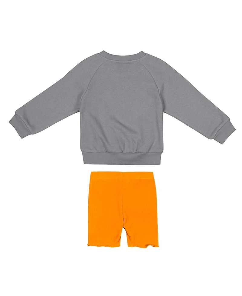 Colosseum Girls Toddler 2-Piece Gray/Tennessee Orange Tennessee Volunteers Beta Fleece Sweatshirt and Shorts Set