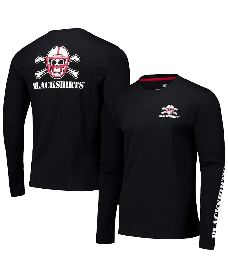 Colosseum Men's Black Nebraska Huskers Logo Lockup 3-Hit Active Blend Long Sleeve T-Shirt