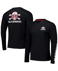 Colosseum Men's Black Nebraska Huskers Logo Lockup 3-Hit Active Blend Long Sleeve T-Shirt