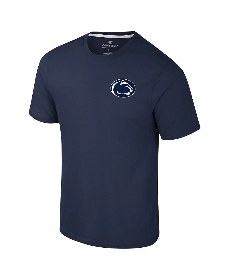 Colosseum Men's Navy Penn State Nittany Lions Logo Lockup 2-Hit Active Blend T-Shirt