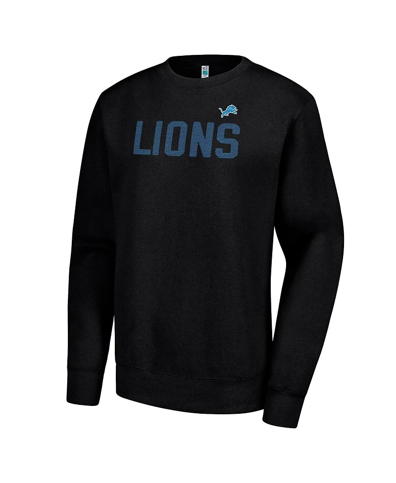 G-iii 4Her by Carl Banks Women's Black Detroit Lions Dot Print Team Graphic Fleece Pullover Sweatshirt