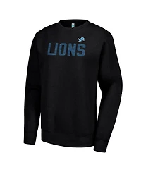 G-iii 4Her by Carl Banks Women's Black Detroit Lions Dot Print Team Graphic Fleece Pullover Sweatshirt