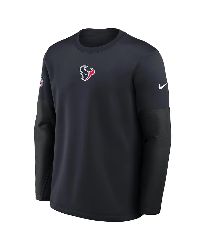 Nike Men's Navy Houston Texans Sideline Coach Therma-fit Long Sleeve T-Shirt
