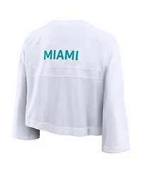 Nike Women's White Miami Dolphins Primetime Cropped Mesh Dri-fit Fashion Jersey