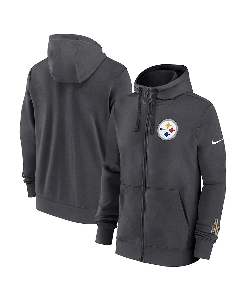 Nike Men's Anthracite Pittsburgh Steelers Primetime Club Full-Zip Hoodie