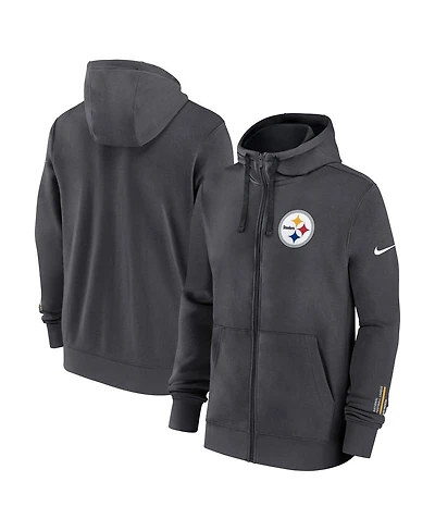 Nike Men's Anthracite Pittsburgh Steelers Primetime Club Full-Zip Hoodie