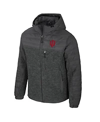 Colosseum Men's Charcoal Indiana Hoosiers Nightman Full-Zip Hoodie Puffer Jacket