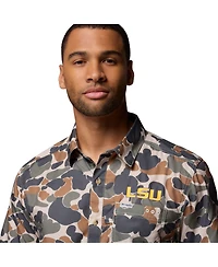 Columbia Men's Camo Lsu Tigers Super Slack Tide Omni-Wick Button-Up Shirt