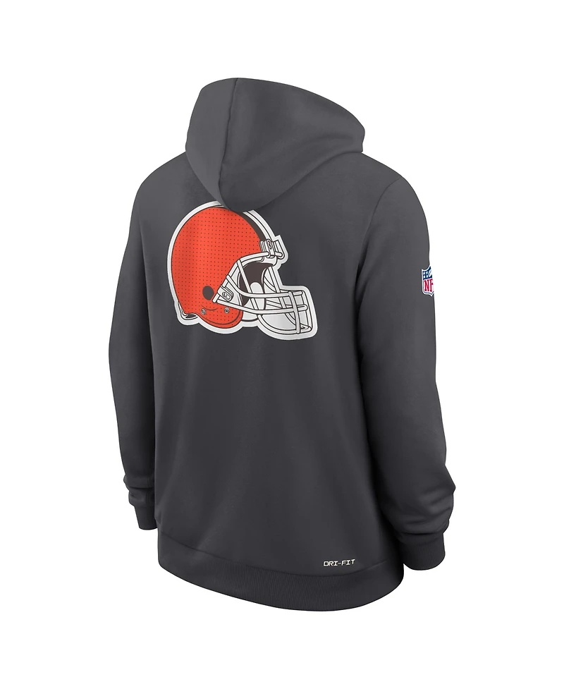Nike Men's Anthracite Cleveland Browns Sideline Standard Issue Utility Player Dri-fit Full-Zip Hoodie