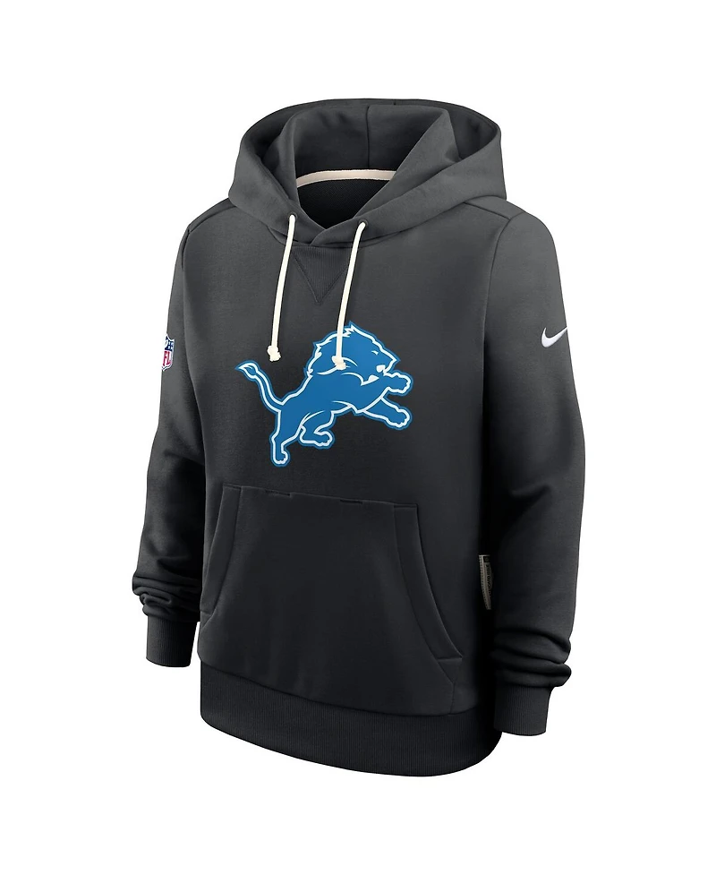 Nike Women's Black Detroit Lions Throwback Sideline Standard Issue Dri-fit Hoodie