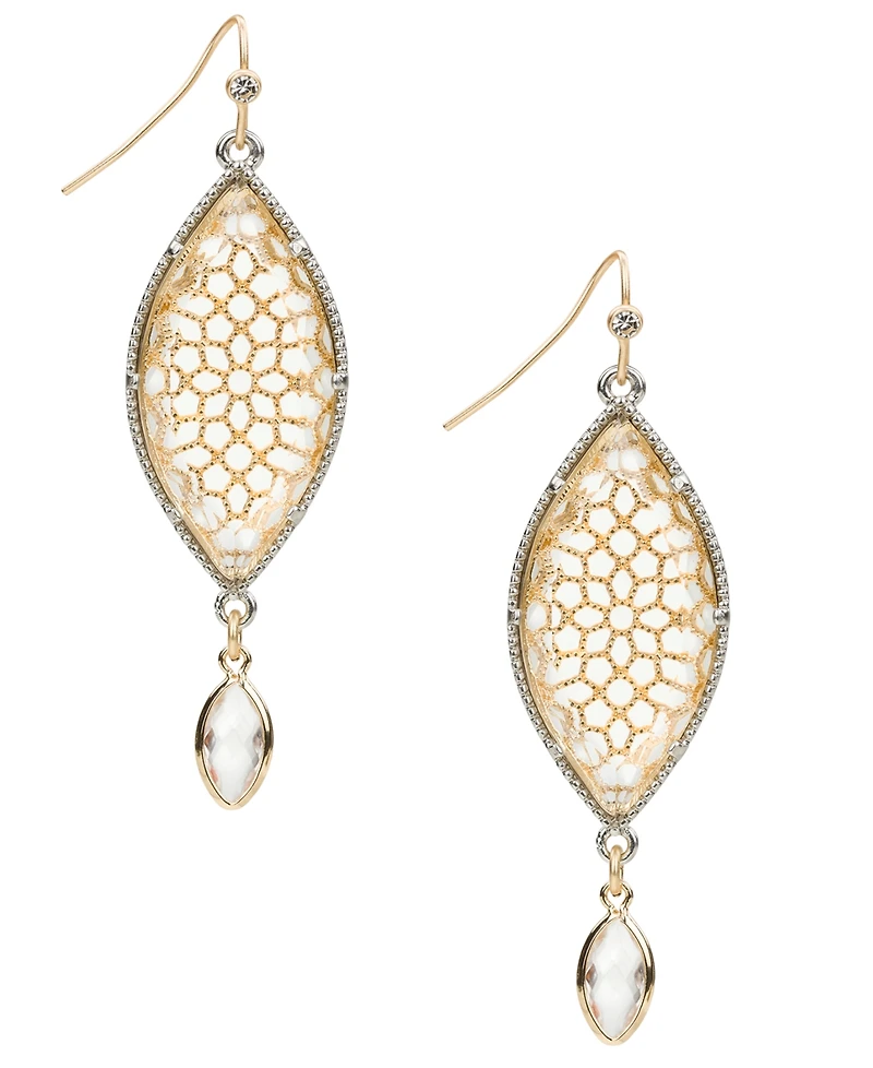 Patricia Nash Glass and Resin Stone Matte Gold-Tone and Rhodium Marquise Drop Earrings