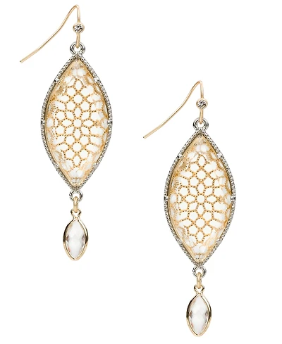 Patricia Nash Glass and Resin Stone Matte Gold-Tone and Rhodium Marquise Drop Earrings
