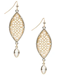 Patricia Nash Glass and Resin Stone Matte Gold-Tone and Rhodium Marquise Drop Earrings