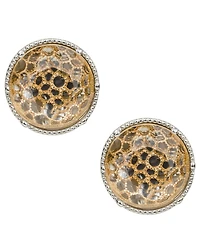 Patricia Nash Resin Stone Matte Gold-Tone and Rhodium Button Post Earrings