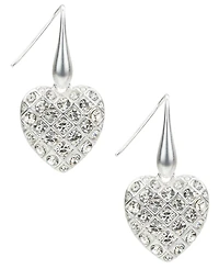 Patricia Nash Glass Stone Worn Silver-Tone Heart Drop Earrings