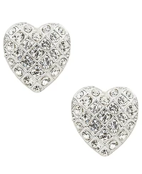 Patricia Nash Glass Stone Worn Silver-Tone Heart Button Post Earrings