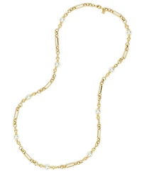 Patricia Nash Glass Cultivated Pearl Worn Gold-Tone Station Necklace