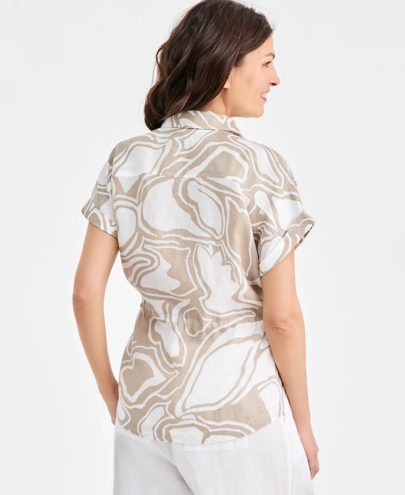 Charter Club Petite Garden Sketch Extended Short-Sleeve Shirt, Macy's Exclusive