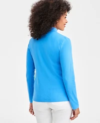 Style & Co Petite Mock-Neck Cotton Long-Sleeve T-Shirt, Created for Macy's