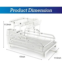 Skonyon 2-Tier Detachable Stainless Steel Dish Drying Rack with Cutlery Box and Cup Holder