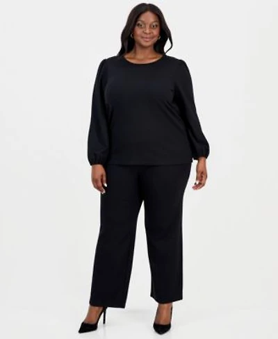 Ak Anne Klein Plus Size Blouson Sleeve Top Pull On Pants