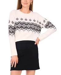Vince Camuto Women's Fair Isle Crew Neck Sweater
