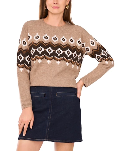 Vince Camuto Women's Fair Isle Crew Neck Sweater