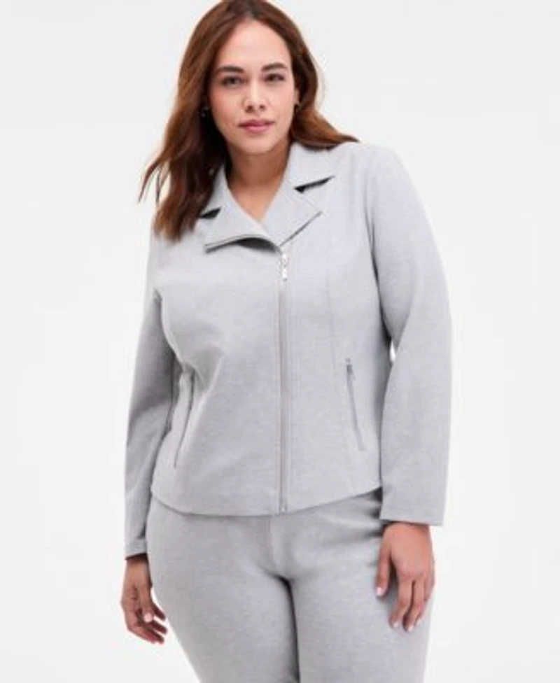Anne Klein Plus Size Moto Jacket High Rise Pull On Pants