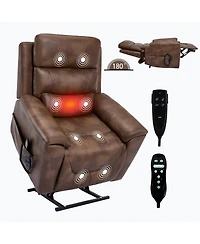 Boyel Living Faux Leather Dual Motor Infinite Position Up to 350 Lbs Power Lift Recliner Chair with 8-Point Vibration Massage and Lumbar