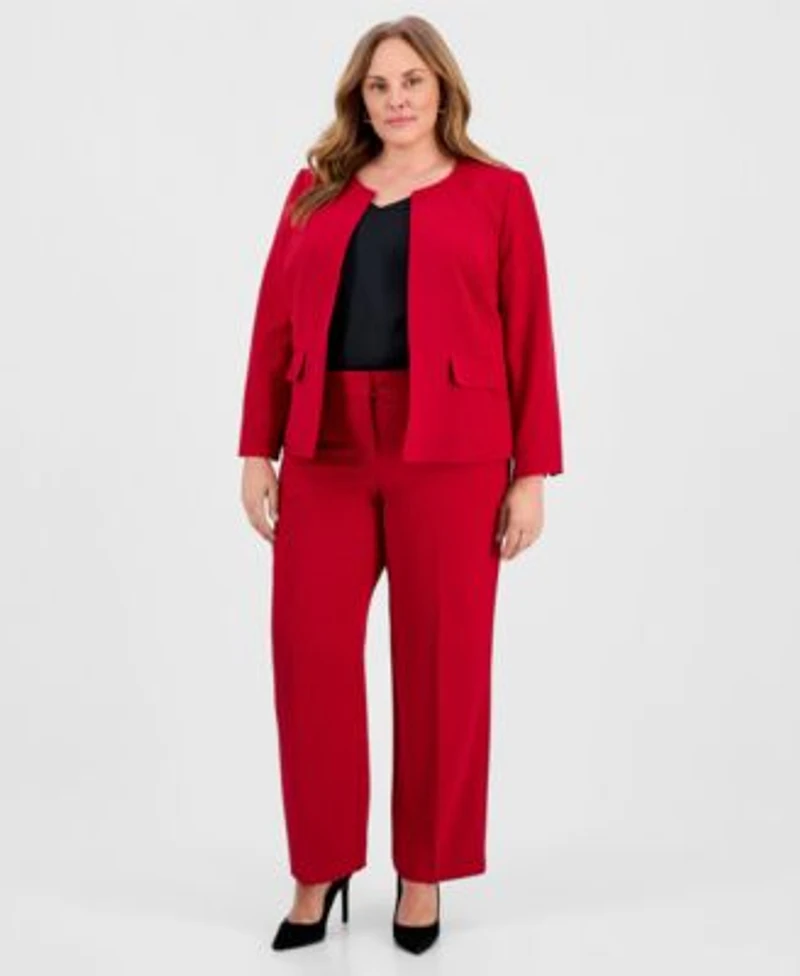 Kasper Plus Size Stretch Crepe Blazer Pants