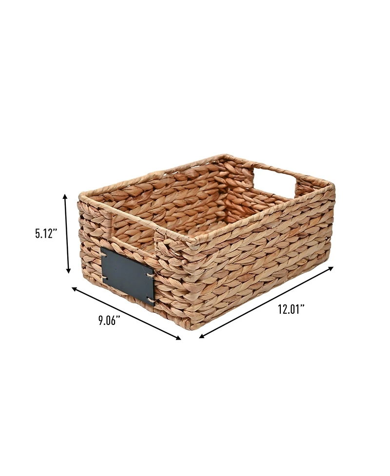 12" Hand-Woven Hyacinth Pantry Baskets with Chalkboard Labels and Handles (Set of 4)
