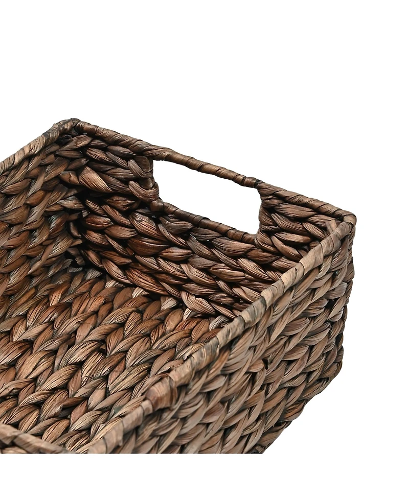 12" Hand-Woven Hyacinth Pantry Baskets with Chalkboard Labels and Handles (Set of 4)