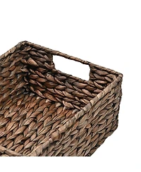 12" Hand-Woven Hyacinth Pantry Baskets with Chalkboard Labels and Handles (Set of 4)