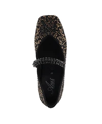 Azura Women's Kailyn Jeweled Slip-On Flats with Crystal-Encrusted Upper, Stretch Strap Pearls, Cushioned Insole, and Slip-Resistant Rubber Outsol