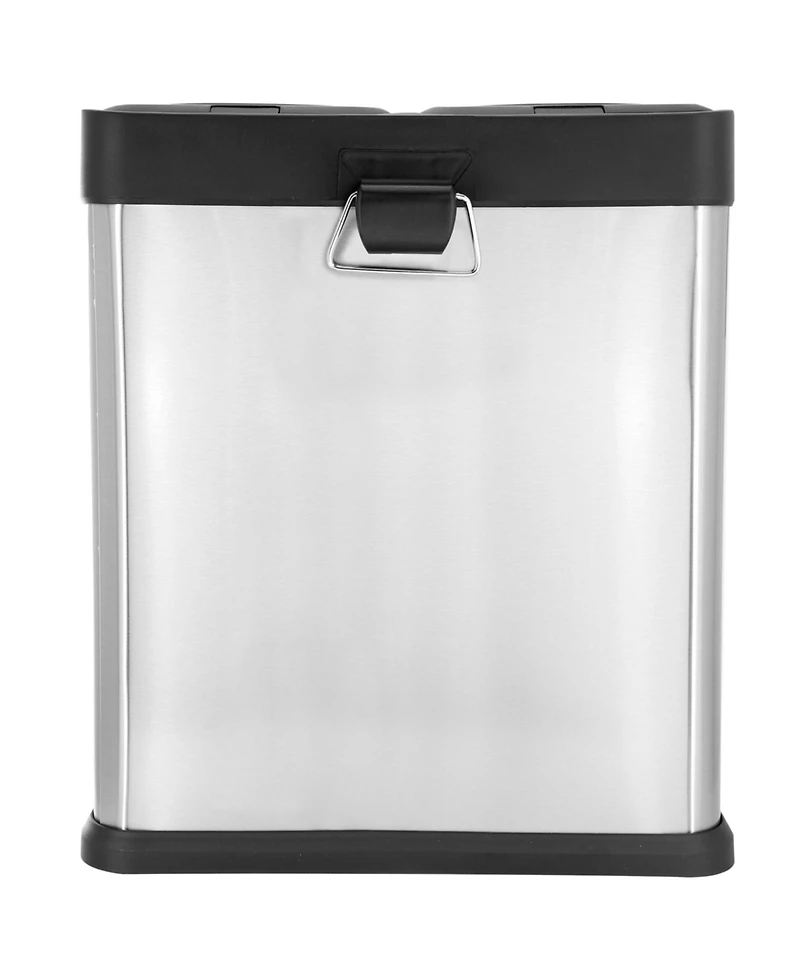 Elama 2 Section 15 Liter/ 4 Gallon Each Section Trash and Recycling Step Bin in Matte Silver