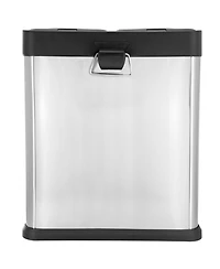 Elama 2 Section 15 Liter/ 4 Gallon Each Section Trash and Recycling Step Bin in Matte Silver