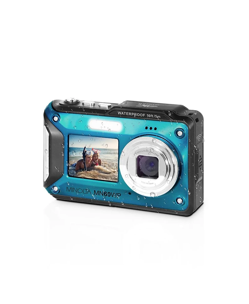 Minolta Minolta MN60WP Waterproof Dual Screen Digital Camera, Blue