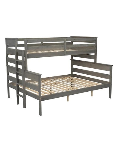 Wood Twin over Full Bunk Bed with Ladder