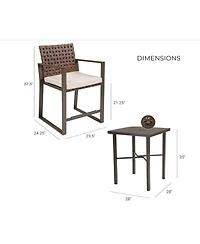 All-Aluminum Wicker Cushion Chat Set - 3 Pieces