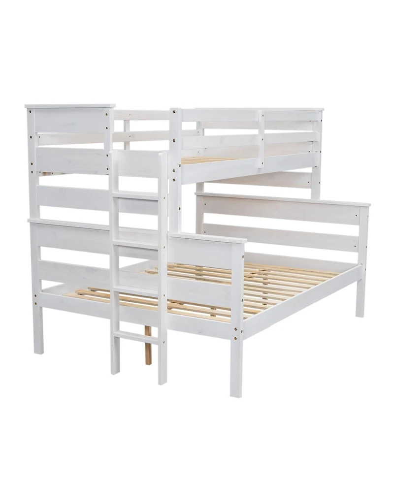 Wood Twin over Full Bunk Bed with Ladder