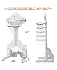 3-in-1 Adjustable Kids Basketball Hoop Set with Balls for Indoor Outdoor Play