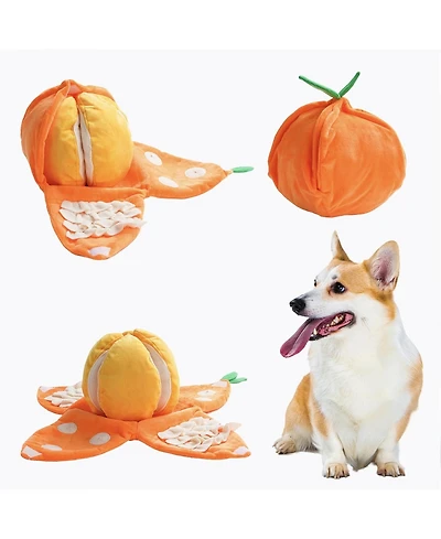 Nocciola 5-in-1 Orange Dog Enrichment Toys, 4 Orange Slices with a Peel Snuffle Mat for Treats Hunting Fun