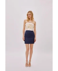 Labeca London Us Women's Hazel Two Toned Linen Twist Mini Dress - S / Multicolor