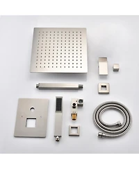 Rainsken Ceiling Mounted Shower System Combo Set with Handheld and 10"Shower head, Brushed Nickel