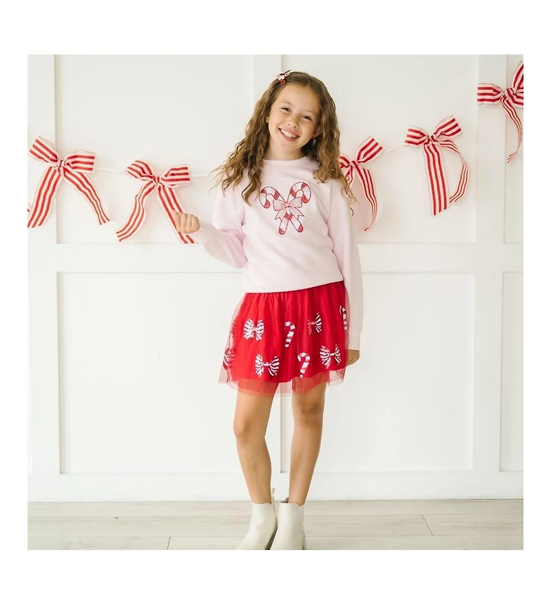 Sweet Wink Baby Girls Candy Cane Patch Christmas Sweatshirt