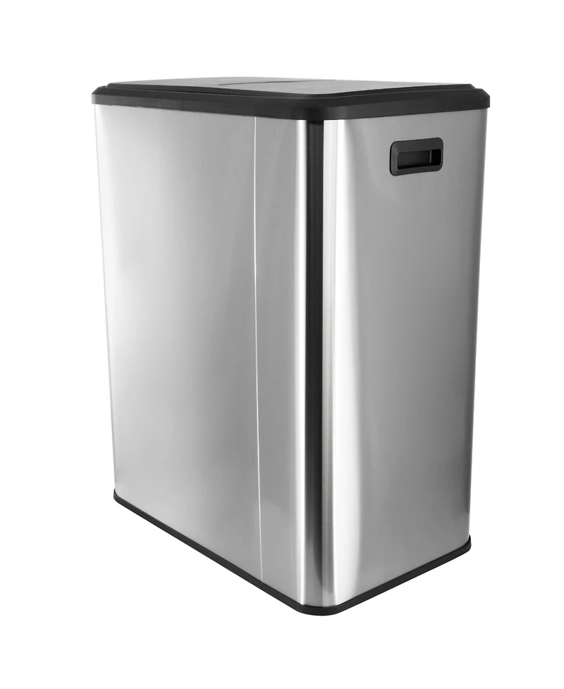 Elama 60 Liter 2 Compartment Large 8 Gallon Split Stainless Steel Step Trash Bin with Slow Close Mechanism