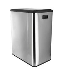 Elama 60 Liter 2 Compartment Large 8 Gallon Split Stainless Steel Step Trash Bin with Slow Close Mechanism